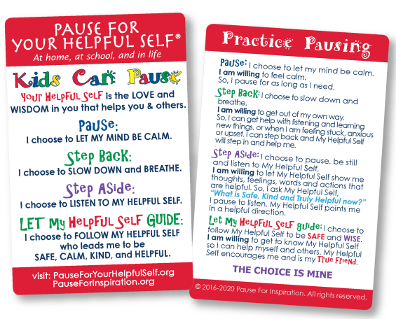 “Kids Can Pause” Card – 25 pocket-sized Pause cards FREE! $5.00 charge for packaging and postage.