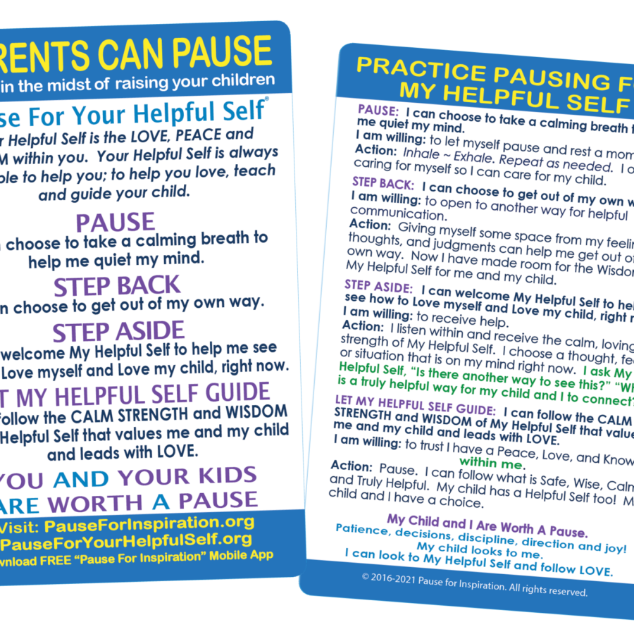 “Parents Can Pause” Card – 25 pocket-sized Pause cards FREE! $5.00 charge for packaging and postage.